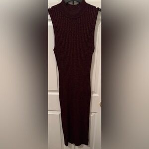 House of Harlow 1960s Burgundy Ribbed Midi Sweater Dress Size M